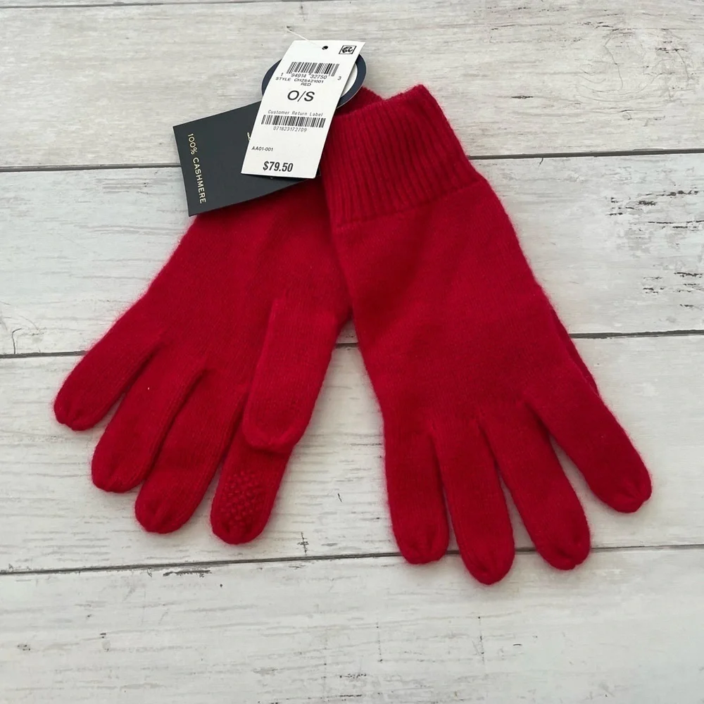 Touch Screen Compatible Gloves Charter Club 100% Cashmere Red One-Size NWT - Picture 2 of 11